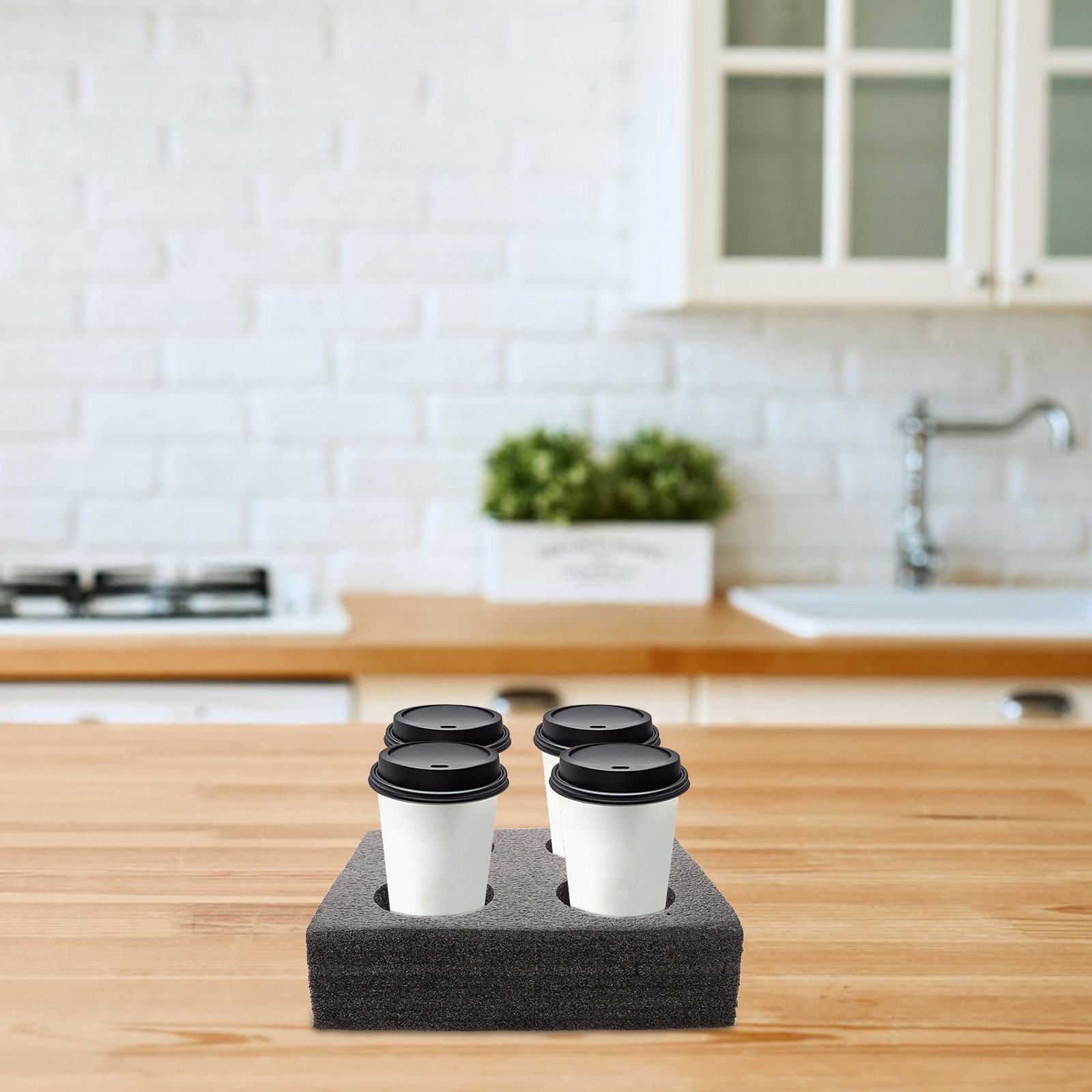 Coffee Tea Holders - Bandeja Portavasos Multiusos para 4 Bebidas,