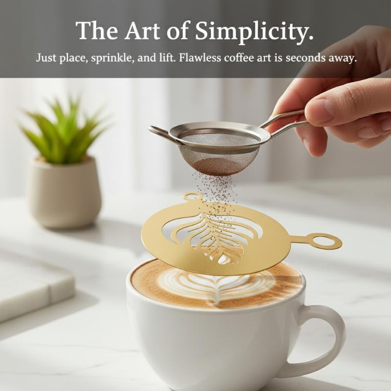 Coffee Stencil Art - Juego de 4 Plantillas de Acero