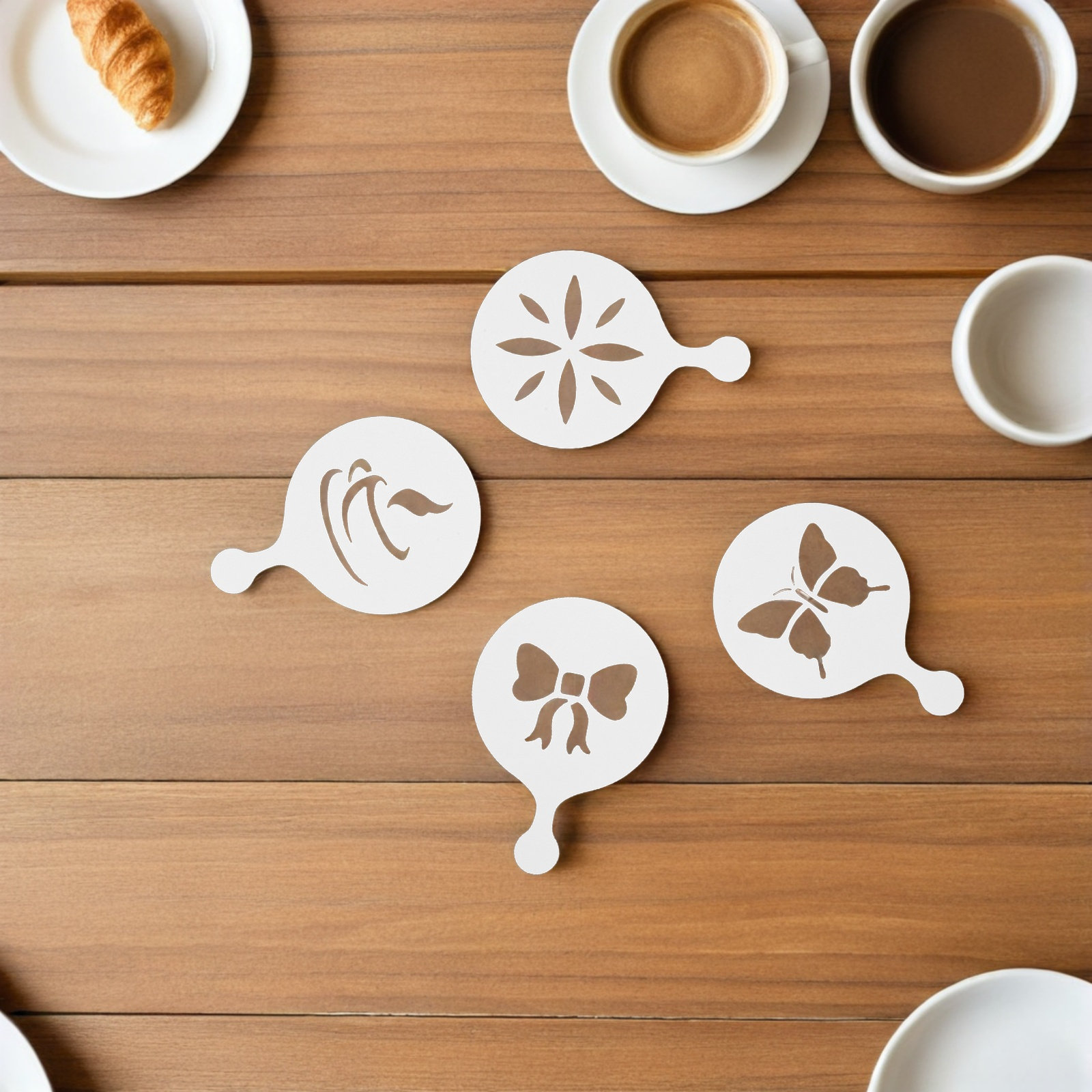 Coffee Stencil Art - 8 Plantillas Reutilizables de Plástico para