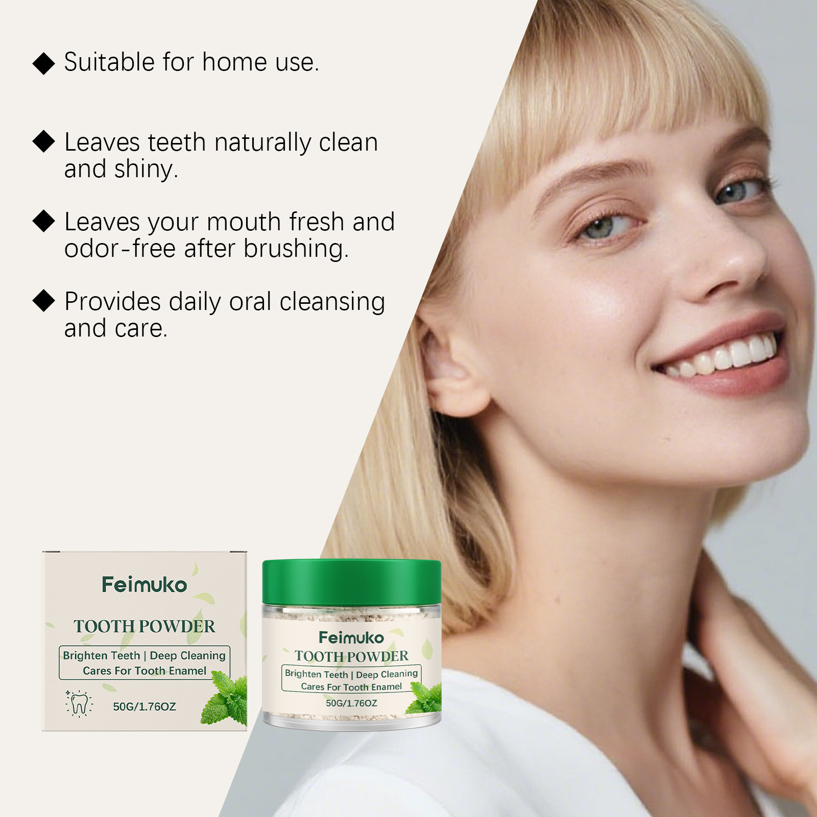 Coffee Tea Unit - Polvo Blanqueador Dental de Menta, Eliminador