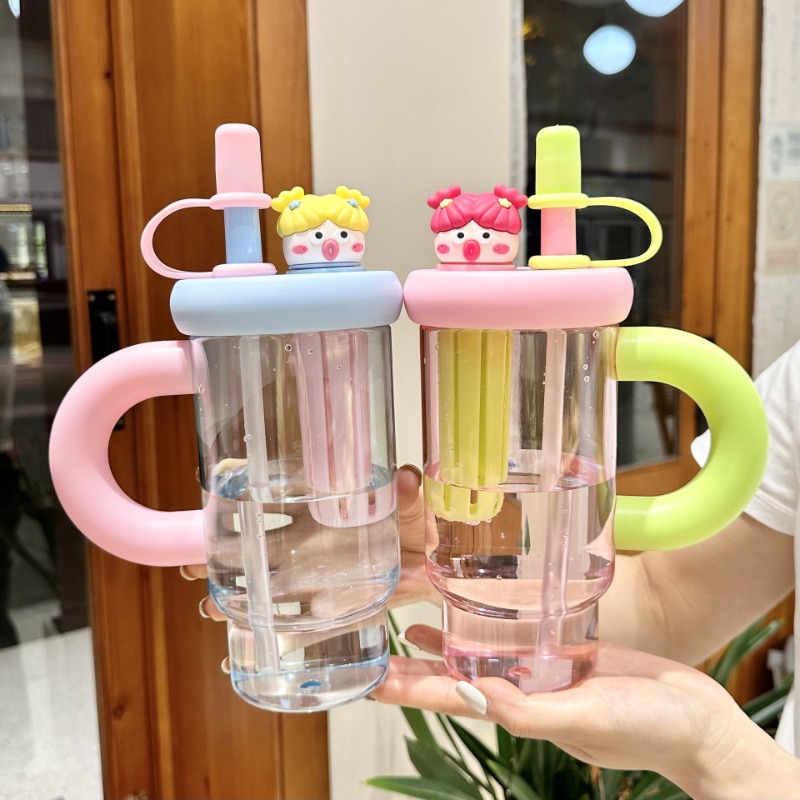 Coffee Tea Equipment - Botella de agua con pajita portátil,