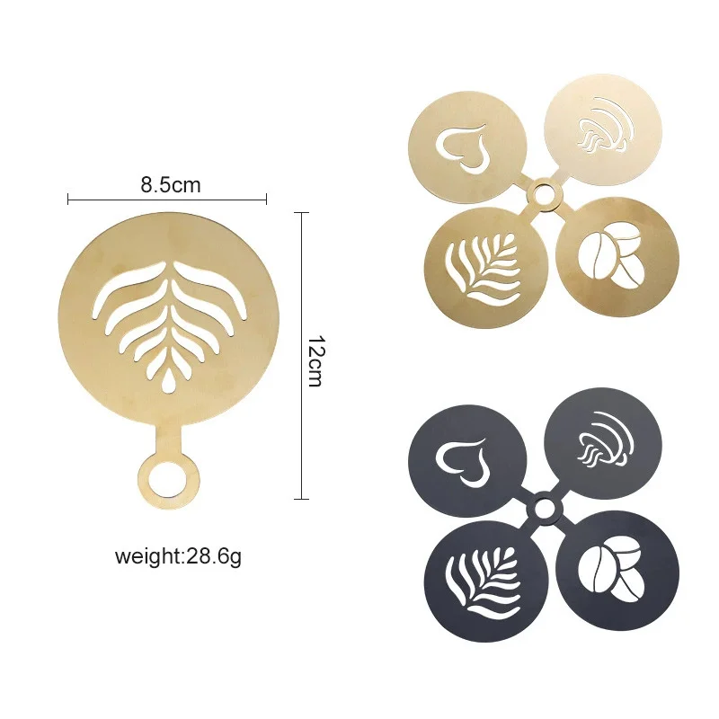 4 plantillas doradas de acero  - Coffee Stencil Art reseña y precio
