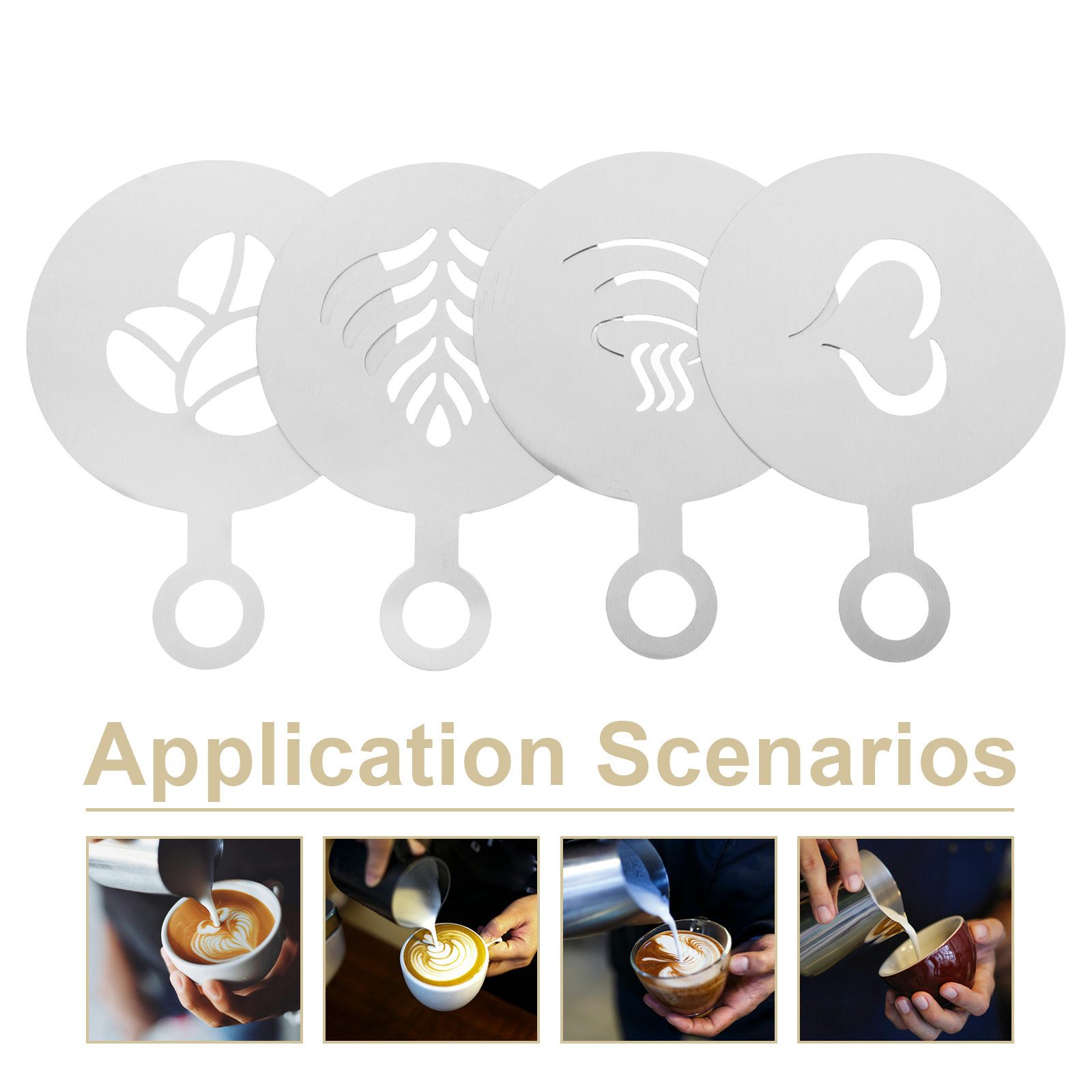 4 Plantillas de Acero Inoxidab - Coffee Stencil Art reseña y precio