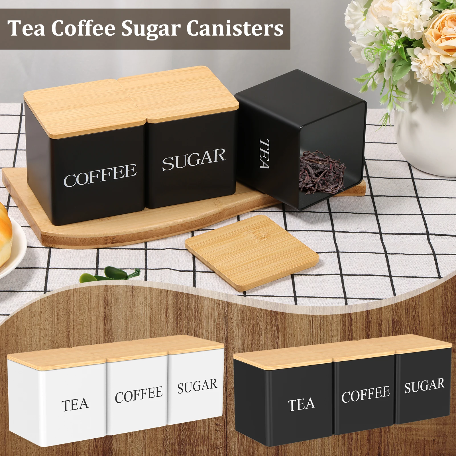 Juego de 3 recipientes para té - Coffee Tea And Sugar Canister Set reseña y precio