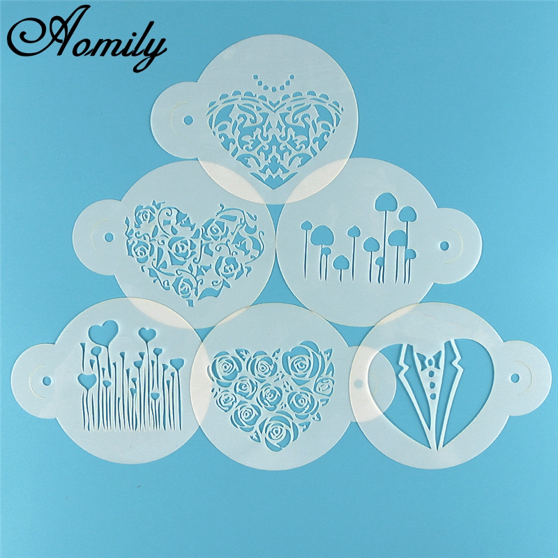Aomily 6 unids/set Día de San  - Coffee Stencil Art reseña y precio