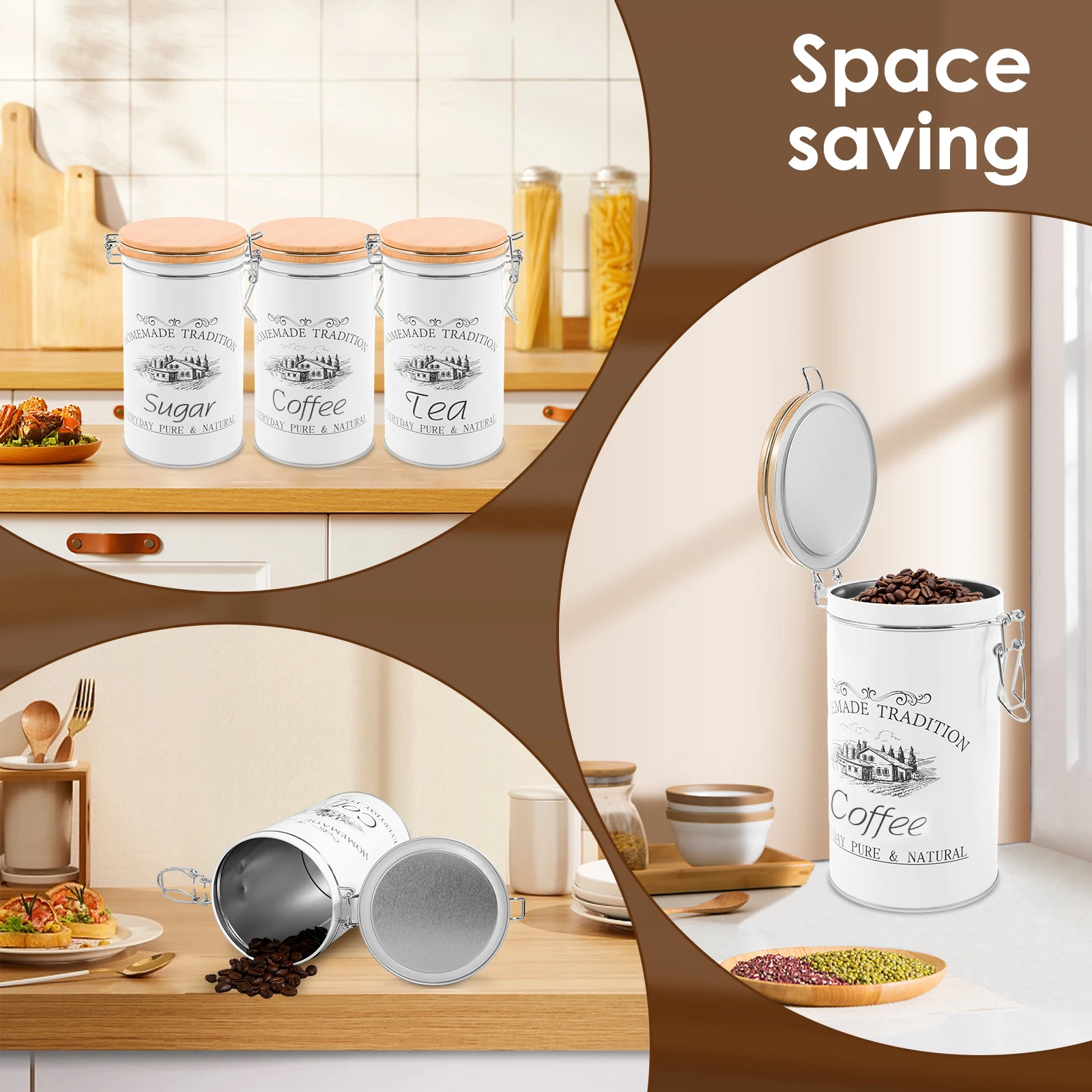 Juego de 3 Recipientes Metálic - Coffee Tea Sugar Canisters reseña y precio